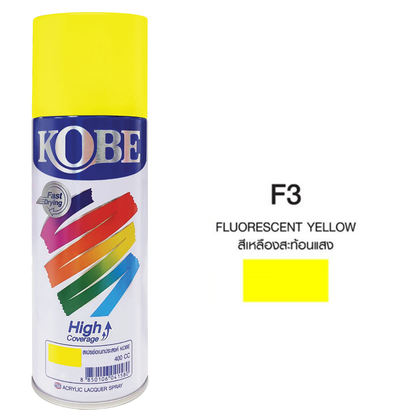 Kobe Spray Paints, Fluorescent Colors, Neon Glow, 400ml premium grade aerosol spray, All purpose paint