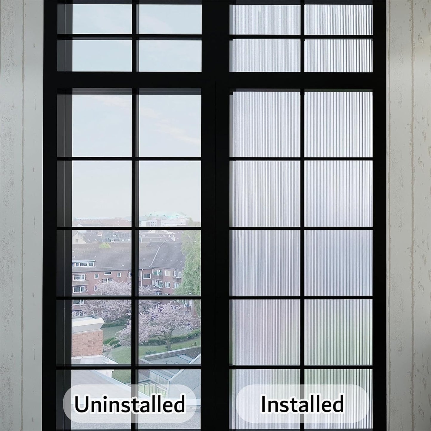 Fluted Window Film - 15mm clear fluted glass look