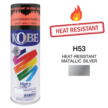 Kobe Heat Resistant Spray Paint, 600 degrees celsius/1200 degree Fahrenheit - Black & Silver