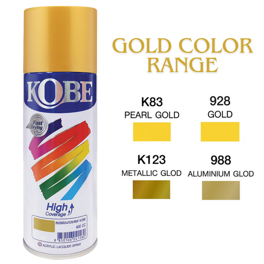 Kobe Spray Paints , Gold Color range,  400ml premium grade aerosol spray, All purpose paint